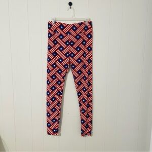 LuLaRoe Red, White, and Blue Star Leggings